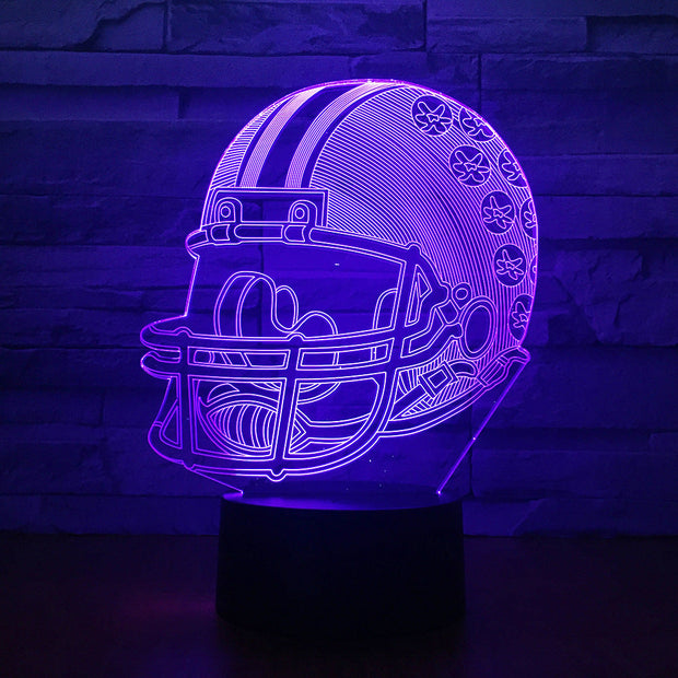 American Football Helmet Sports Caps 3D Lamp Team Logo Multicolors Lava LED Lighting Night Luminaria Best Fans Gift