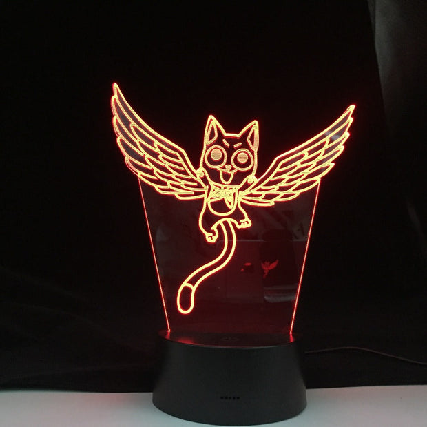 Fairy Tail Cat Happy Fly Figure 3d Led Night Light for Kids Bedroom Decor Led Touch Sensor Color Changing Desk Anime Gift