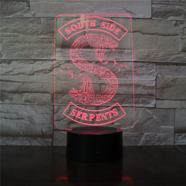 Badges Riverdale Snake Logo 3D LED Night Light Southside Serpents Decor Sign Things Riverdale Accessories Table Lamp Colors Gift