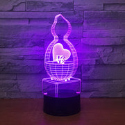 3D Creative 7 colors Night light Bedside Table Lamp 3D Touch Night Light Bedroom Party Desk Decor Lamp Girls Birthday Gift 2266