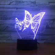 Butterfly Wings 3D LED Night Light Acrylic Panel Stereo Illusion Table Desk Lamp Multi-colored Bulbing Light with Touch Remote