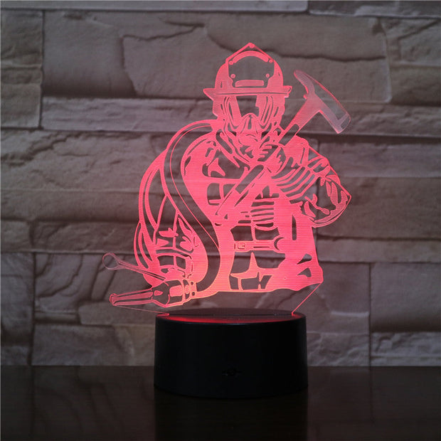 Fireman 3D LED Modeling USB Night Lights Creative Firefighter Table Lamp Home Decor 7 Colors Changing Sleep Lighting Gifts 2681