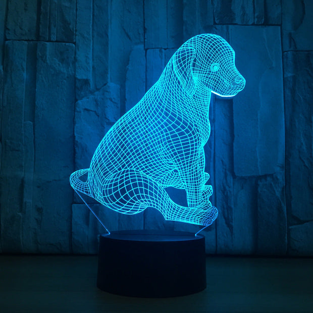 Cute Labrador Dog Lamp 3D Night Light Kids Toy LED 3D Touch Table Lamp 7 Colors Flashing LED Light Christmas Decoration