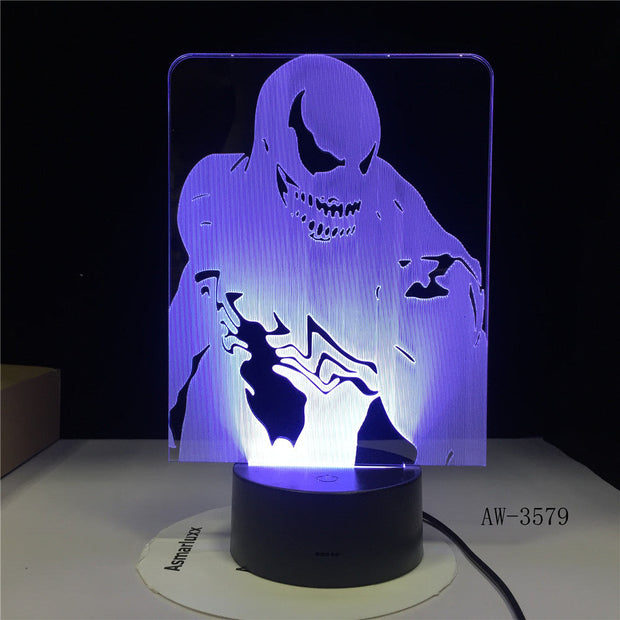 Venom Agents Figma Marvel Model 3D LED Illusion Nightlight Fairy Light Desk Lamp Avengers Movable Body Venom Figure Toys AW-3579