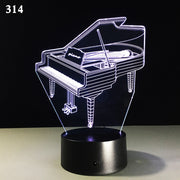 Musical Guitar Drum Set Saxophone Music Notes 3D Night Lamp 7/16 Colors Remote Kids Friends Gift Toys Fashion Decor Dropshipping