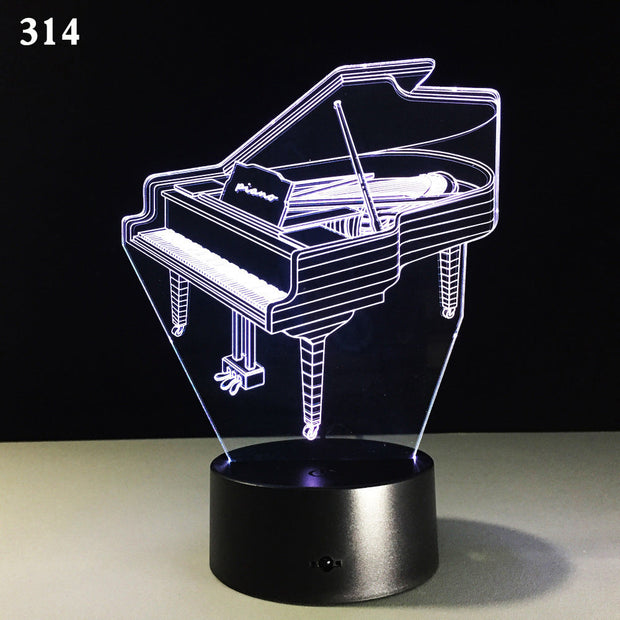 Musical Guitar Drum Set Saxophone Music Notes 3D Night Lamp 7/16 Colors Remote Kids Friends Gift Toys Fashion Decor Dropshipping