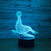 Sea Lion Circus 3D Animal LED Hologram Lamp Model Night Lights 7 Colors USB Lamp for Kids Toy Birthday Holiday New year Gift