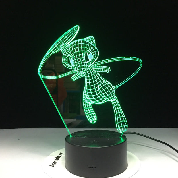 Mew Pokemon Go Lovely 3D Lamp 7 Colors Led Night Lamps For Kids Touch Led Usb Table Lampara Baby Cartoon Sleeping Nightlight