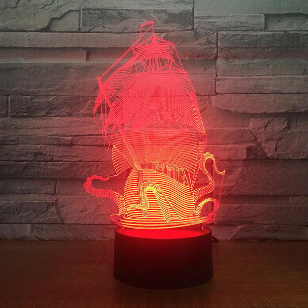Dragon Boat Ship Design Shape 3d lamp Table Lamp Acrylic Creative Decorations Bedroom Sleeping Nightlight Gift Dropshipping