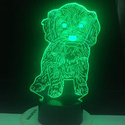 Dog 7 Colors 3D Lamp Changing Night Light Touch Remote Base Gifts For Children Bedroom Decor Acrylic Plate Support USB Charging
