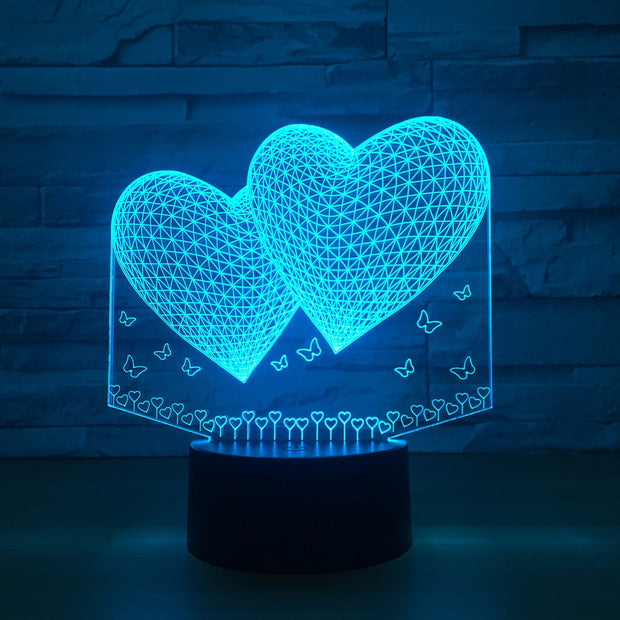 Double Two Heart 3d Lamp 7 Colors Led Night Lamp For Friends Touch Led Usb Table Lampara Lampe Sleeping Nightlight Drop Shipping