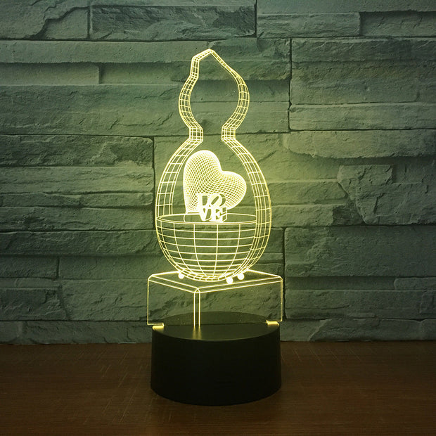 3D Creative 7 colors Night light Bedside Table Lamp 3D Touch Night Light Bedroom Party Desk Decor Lamp Girls Birthday Gift 2266