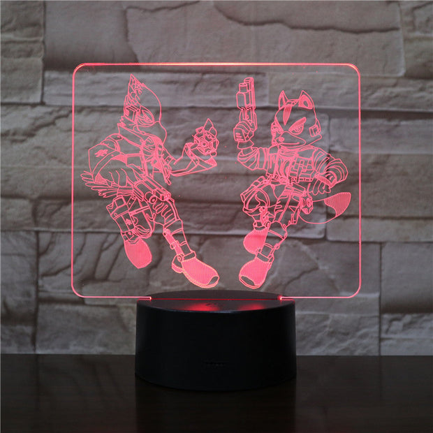 Starfox 3D Game Table Lamp USB Touch Sensor 7 Color Changing Action Figure Fox Decorative Lamp Child Kids Baby Gift Night Light