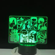 One Piece Cartoon Team Night Light Luffy Sanji Zoro Nami 3D LED Illusion Table Lamp Colors Change Luminaria Touch Lamp AW-731