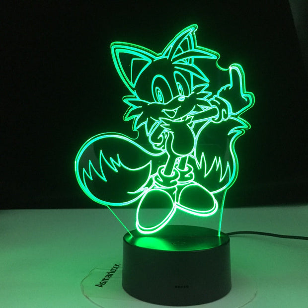 Cartoon Night Light ABS Base With Acrylic Light Borad Optical illusion Sonic the Hedgehog Amine Desk Lamp Dropshipping