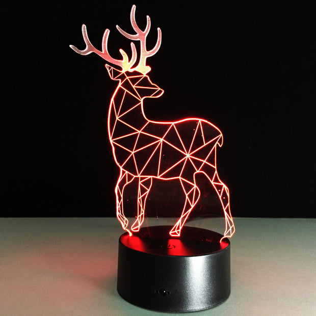 3D Deer Plastic Desk Lamp Table Lights Handcraft LED Night Light Bedroom Christmas Toy 7 Colors Gift USB Plug Drop Shipping