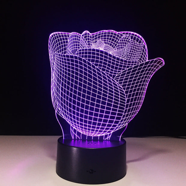Rose Flower 7 Colors Adjustable USB Creative 3D Night Light Floral LED Table Desk Lamp Xmas Gift Valentine's Wedding Decoration
