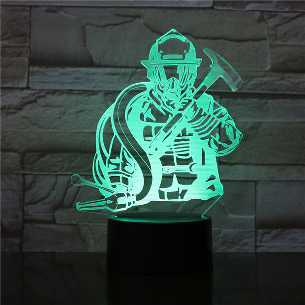 Fireman 3D LED Modeling USB Night Lights Creative Firefighter Table Lamp Home Decor 7 Colors Changing Sleep Lighting Gifts 2681