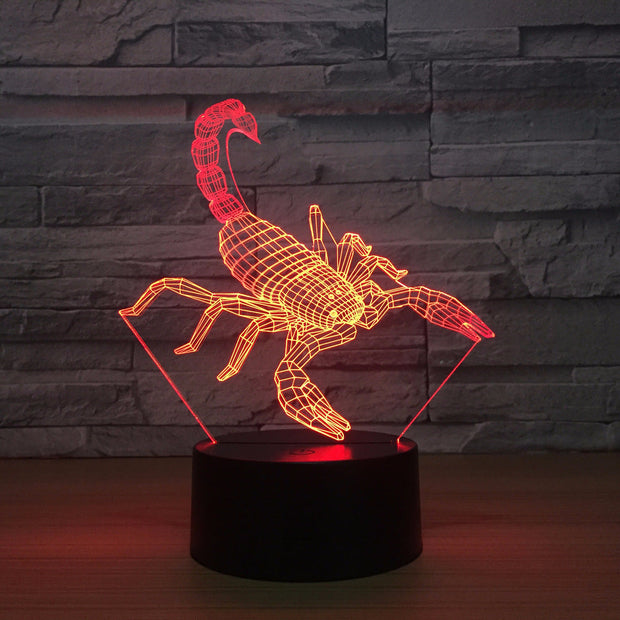 Scorpion 3D LED lamp 7 Colors RGBW Home Decor Atmosphere LED Night light USB LED Unique Special Decor Light for Drop Shipping