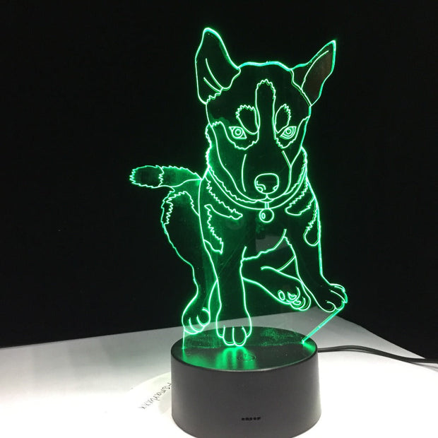 Husky Dog 3D LED lamp 7 Colors Lighting Children's Bedside Sleep Room Table Desk Modelling USB Changing Night Light Decor Gifts