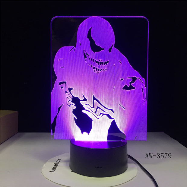 Venom Agents Figma Marvel Model 3D LED Illusion Nightlight Fairy Light Desk Lamp Avengers Movable Body Venom Figure Toys AW-3579
