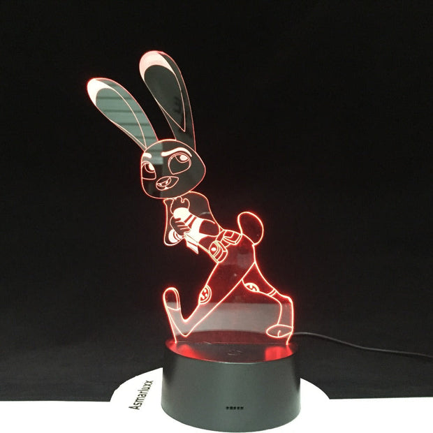 Crazy Animal City Judy Rabbit Night Light for Children Colors Changing Gift Nightlights Cartoon 3D Led Night Light Dropship 515