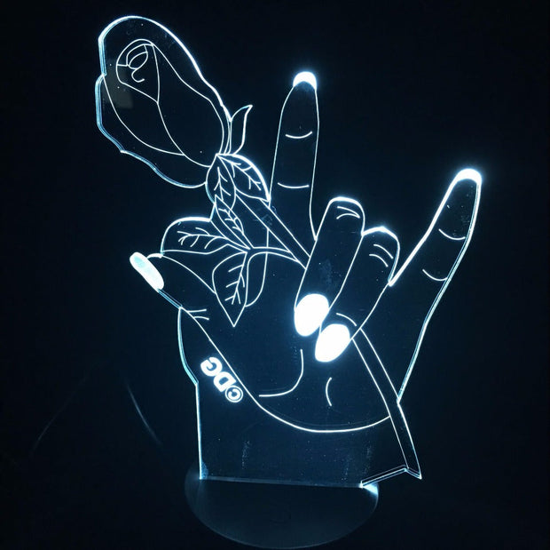 Rose Hands Flower 3D LED Lamp Usb Touch Button Fashion Desk Lamp 7 Color Change Led Home Living Room Lighting Decor Night Light