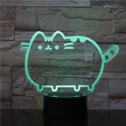 Fat Cat 3D Night Light Animal Changeable Mood Lamp LED 7 Colors USB Illusion Table Lamp For Home Decorative As Kid Toy Gift 2849