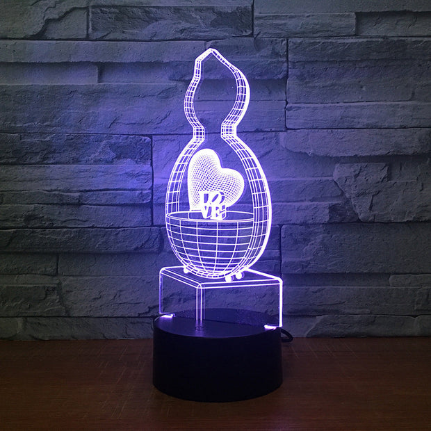 3D Creative 7 colors Night light Bedside Table Lamp 3D Touch Night Light Bedroom Party Desk Decor Lamp Girls Birthday Gift 2266