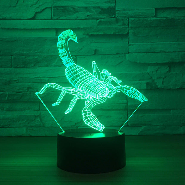 Scorpion 3D LED lamp 7 Colors RGBW Home Decor Atmosphere LED Night light USB LED Unique Special Decor Light for Drop Shipping