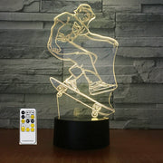 Skateboarding 3D Light LED Acrylic Night Lamp Office Bar Bedroom Mood Lighting 7 Colors Change Illusion Kids Gift Home Decor