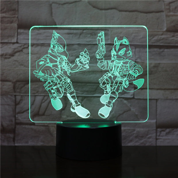 Starfox 3D Game Table Lamp USB Touch Sensor 7 Color Changing Action Figure Fox Decorative Lamp Child Kids Baby Gift Night Light