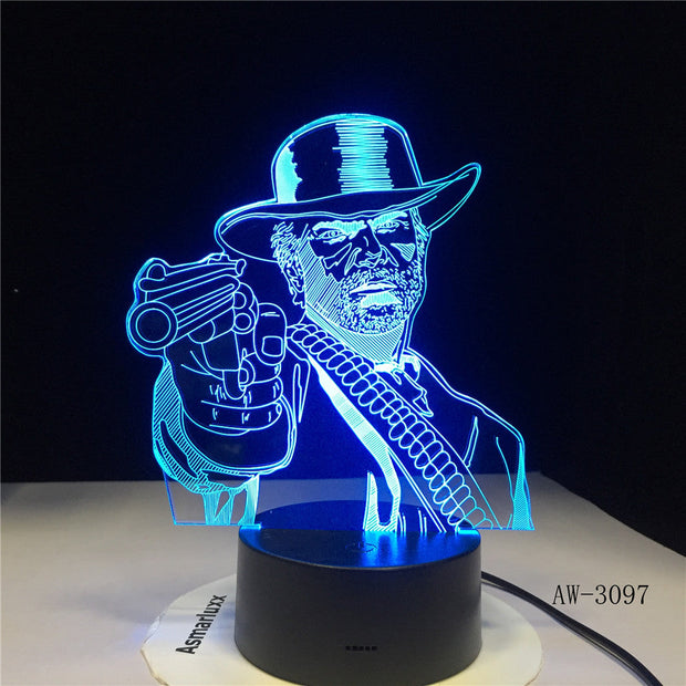 Red Dead Redemption 2 3D Table Lamp Kids Adult LED Colorful Touch Lamp Bedroom Remote Control Night Luminous Game Toys AW-3097