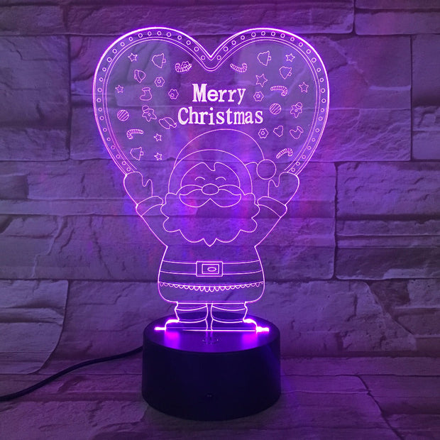 Santa Claus Merry Christmas 3D Effect Lamp LED Table Desk Lamp Home Decor Bedroom Night Light Creative Xmas Gift 7 Colors Touch
