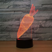 Rabbit Carrots Acrylic 3D Night Light LED 7 Colors Changing USB Creative Desk Lamp Bedroom Lights Home Decor Kid's Gift