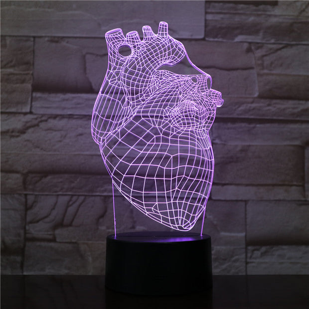 The Heart Shape 3D Lamp Battery Powered 7 Colors with Remote Cool Present for Children Atmosphere Led Night Light Lamp
