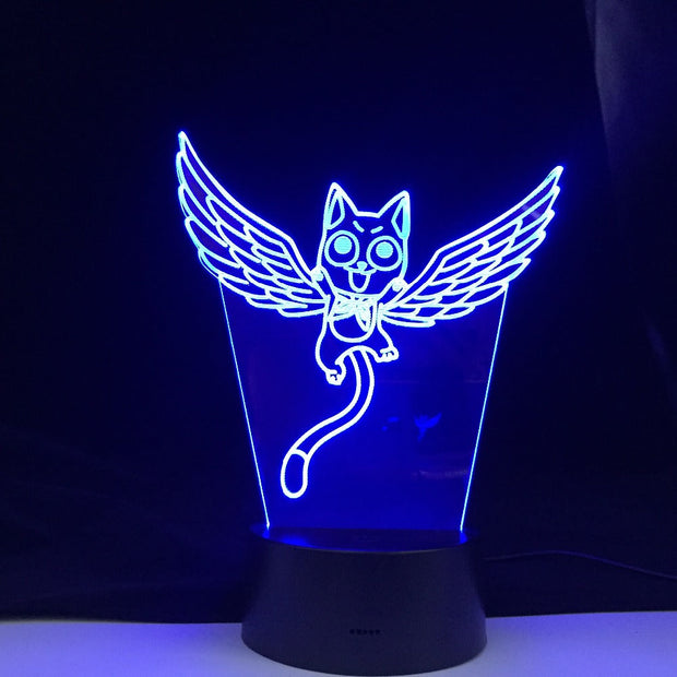 Fairy Tail Cat Happy Fly Figure 3d Led Night Light for Kids Bedroom Decor Led Touch Sensor Color Changing Desk Anime Gift