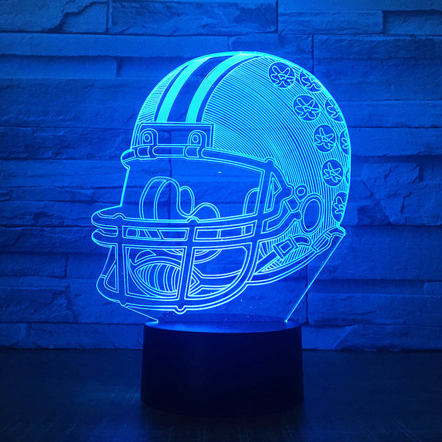 American Football Helmet Sports Caps 3D Lamp Team Logo Multicolors Lava LED Lighting Night Luminaria Best Fans Gift