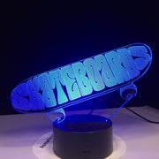 Sporting Skateboard 3D LED USB Lamp Tridimensional Innovative Desktops Downlights RGB controller Mood Touch Remote Decor GX1956