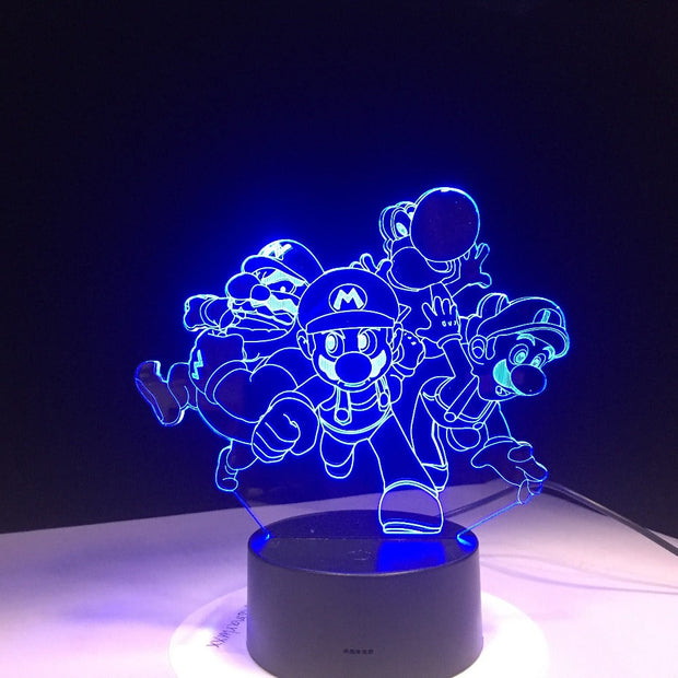 Super Mario Bros Luigi Toad Dragon 3D Desk Table Light Lamp USB Acrylic Super Gift for Children Baby Sleep Lamp Nursery Light