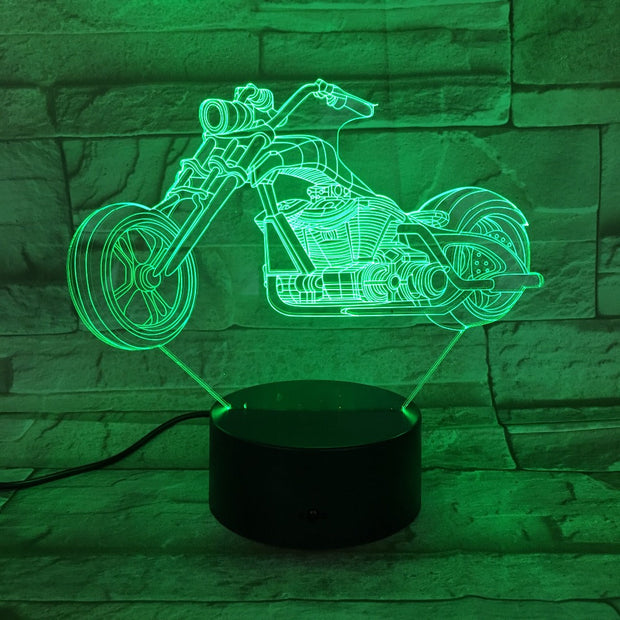 Motor Bike Night Light 7 Colors Changing 3D LED Lamps Big Wheel Racing Motorcycle Portable Lights Friends Kids Birthday Light