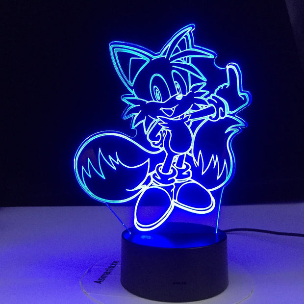 Cartoon Night Light ABS Base With Acrylic Light Borad Optical illusion Sonic the Hedgehog Amine Desk Lamp Dropshipping