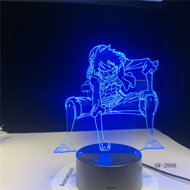 One Piece Luffy Table Lamp 3D LED Touch Switch Night Light Anime USB 7 Colors Atmospheres Decor LED Lighting Decor Gifts AW-2800