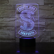 Badges Riverdale Snake Logo 3D LED Night Light Southside Serpents Decor Sign Things Riverdale Accessories Table Lamp Colors Gift