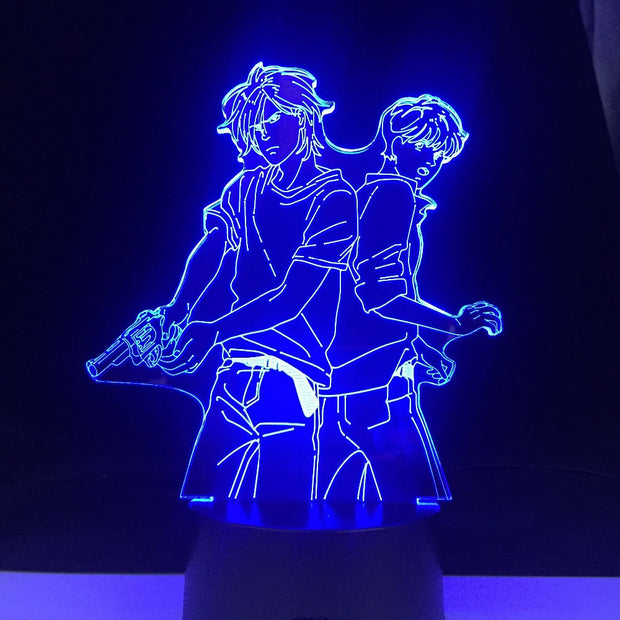 ASH LYNX AND EIJI OKUMURA LED 3d ANIME LAMP BANANA FISH 3D Led 7 Colors Light Japanese Anime Remote Control Base Table Lamp