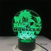 3D Led Vision Anime Luffy Modelling Night Light Usb One Piece Table Lamp 7 Colors Changing Home Decor Light Fixtures AW-3326