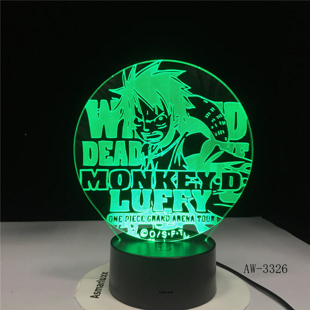 3D Led Vision Anime Luffy Modelling Night Light Usb One Piece Table Lamp 7 Colors Changing Home Decor Light Fixtures AW-3326