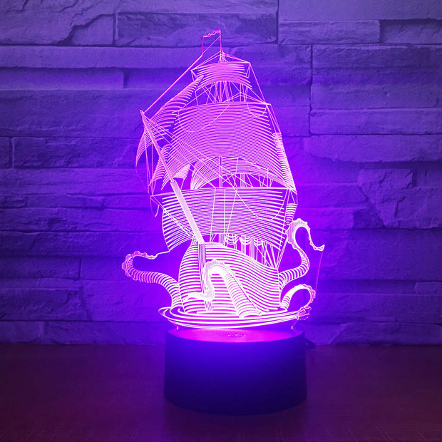 Dragon Boat Ship Design Shape 3d lamp Table Lamp Acrylic Creative Decorations Bedroom Sleeping Nightlight Gift Dropshipping