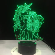 GX3359 Unicorn and Girl 7 Color Change Touch Switch LED Night Light Acrylic Desk lamp Atmosphere Lamp Novelty Lamp