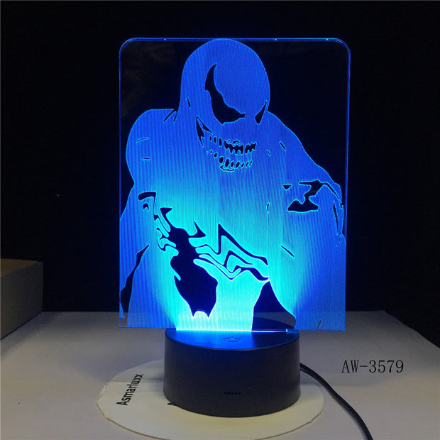 Venom Agents Figma Marvel Model 3D LED Illusion Nightlight Fairy Light Desk Lamp Avengers Movable Body Venom Figure Toys AW-3579